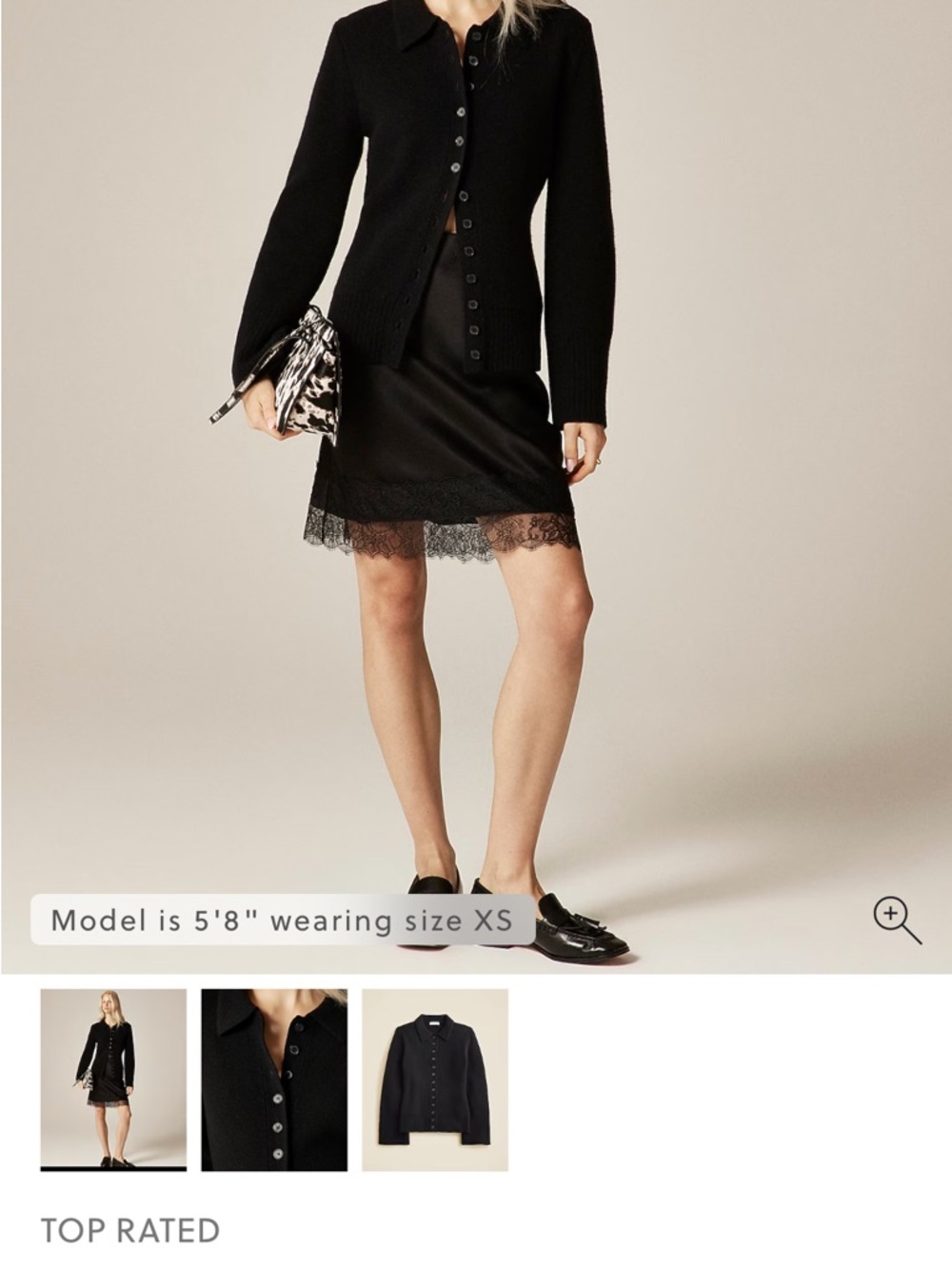 J. Crew Lamb’s Wool Black Collared Cardigan - Picture 3 of 3